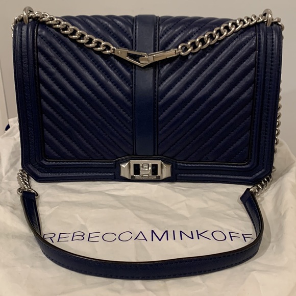 Sold! Rebecca Minkoff Love Chevron Leather Quilted Chain Crossbody Bag - Picture 2 of 16